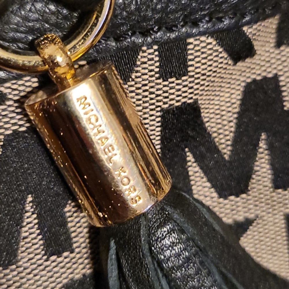 Michael Kors Black and Khaki MK Logo Crossbody Bag - Picture 2 of 9